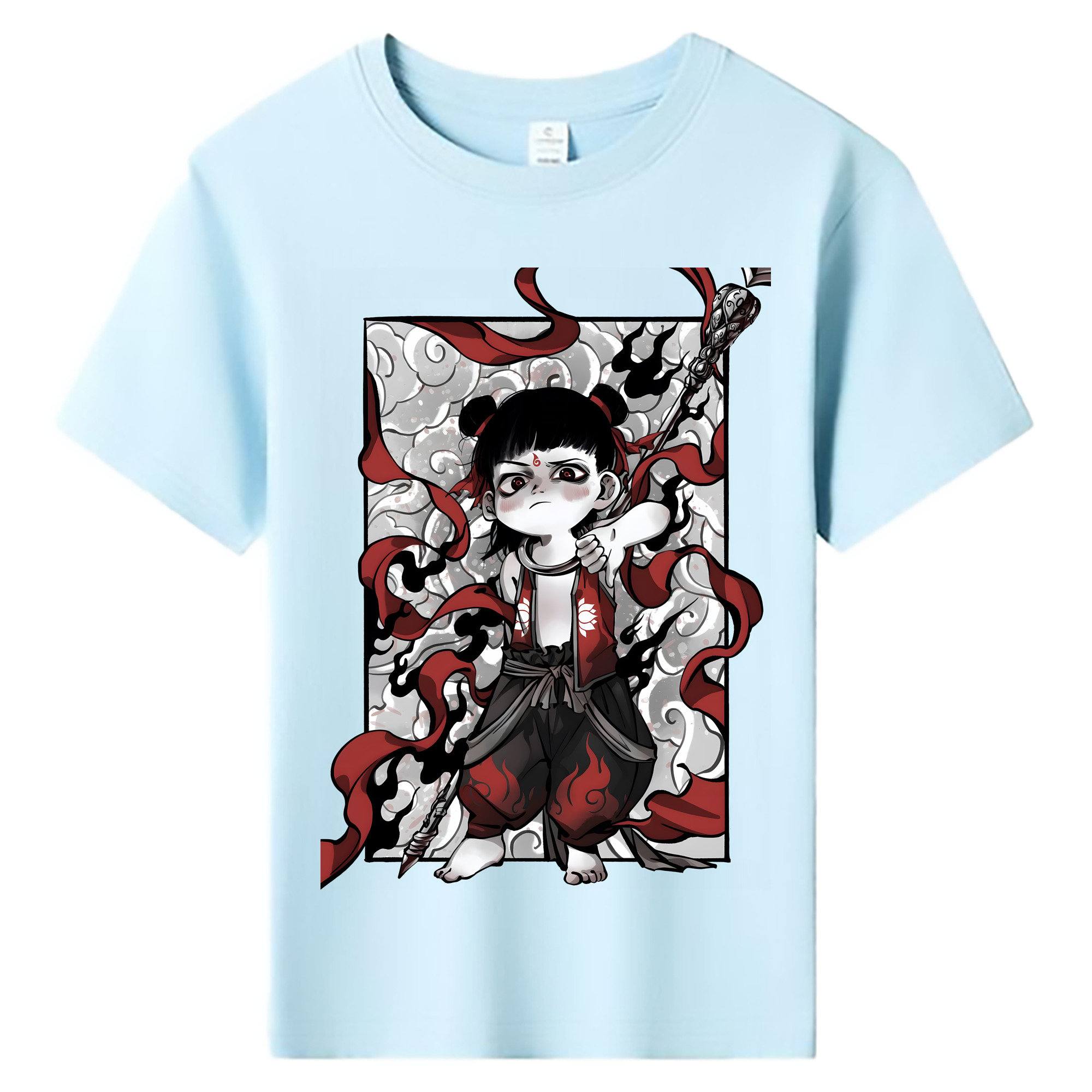（画像用） Ne Zha 2 ナタ 魔童の大暴れ 綿100％キッズTシャツ（フロントプリント）